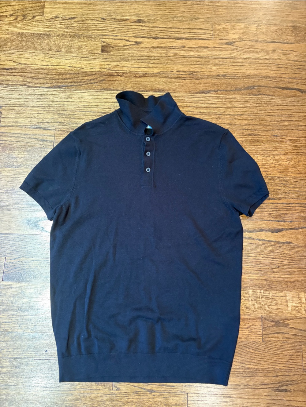 Zara Men's Black Short-Sleeve Polo Shirt